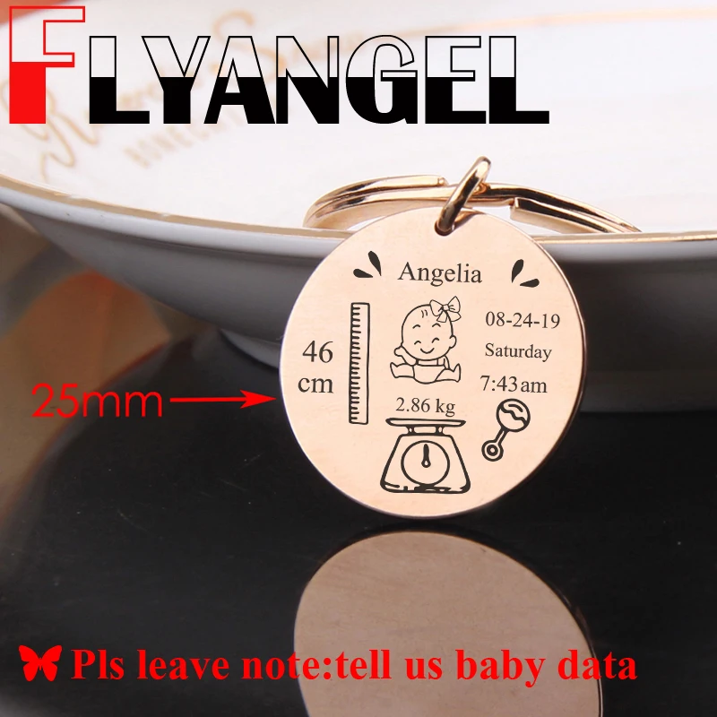 FLYANGEL детский брелок на заказ, новые детские данные, модная сумка, очаровательные ювелирные изделия, новые подарки для отца и матери