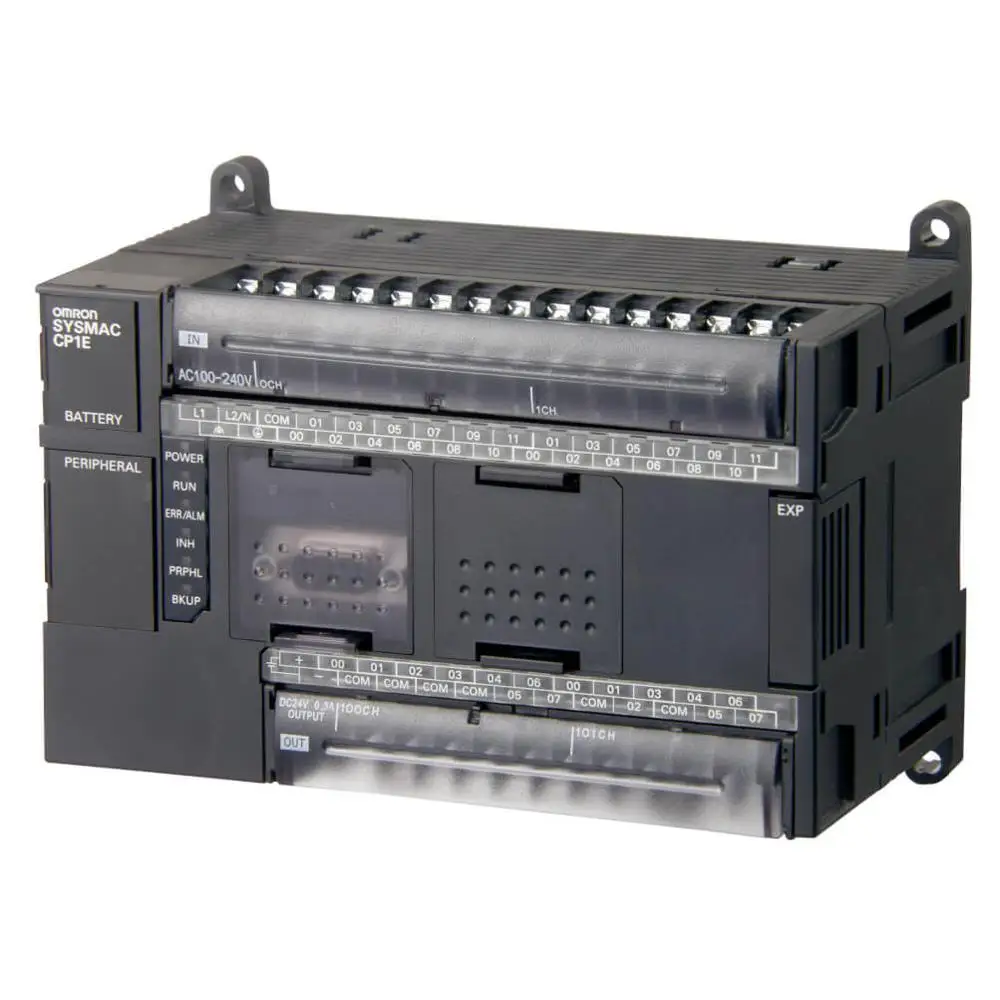 

CP1E-N40DR-D 24 VDC supply, 24 x 24 VDC inputs, 16 x relay outputs 2 A, 8K steps program + 8K words data memory, RS-232C port