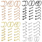 Комплект колец для пирсинга носа, комплект из 21 шт.лот колец в форме буквы L для пирсинга ногтей, с кристаллами, 20 г, в форме сердца, ноздрей