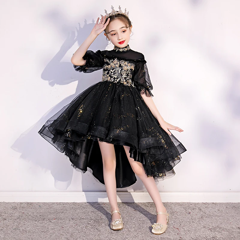 Flower Girl Dresses Princess Lace Bow Sequined Elegant Ball Gown Tiered Knee-Length Tulle Luxury Embroidery Kid Party Dress D245 | Свадьбы и
