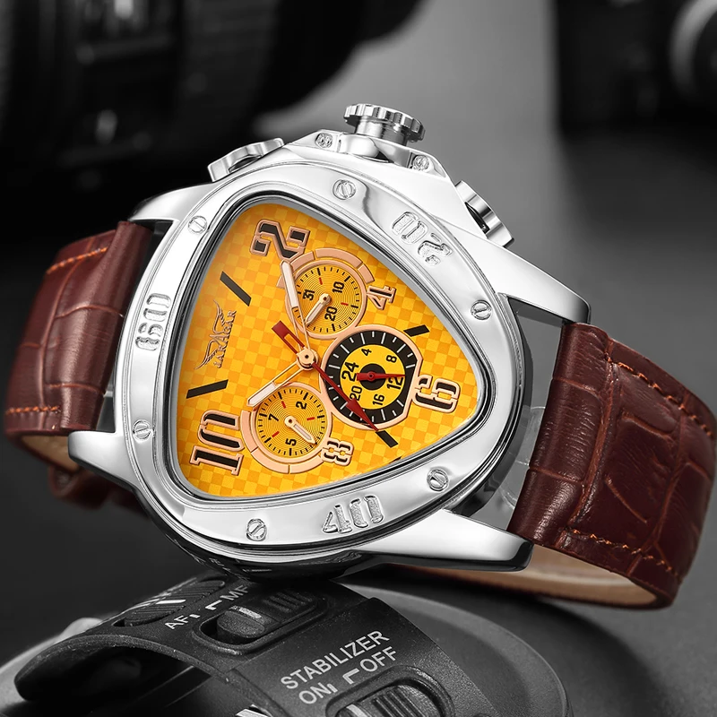 Часы Jaragar Мужские автоматические с кожаным ремешком | Наручные часы