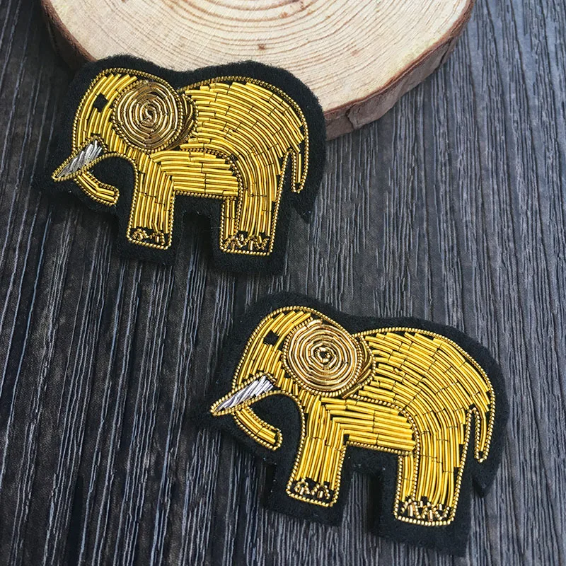 

Индийская металлическая нить шелковая каннетель ручная вышивка нашивка со слоном значок брошь заколка для одежды сумки шляпы аппликация швейный аксессуар