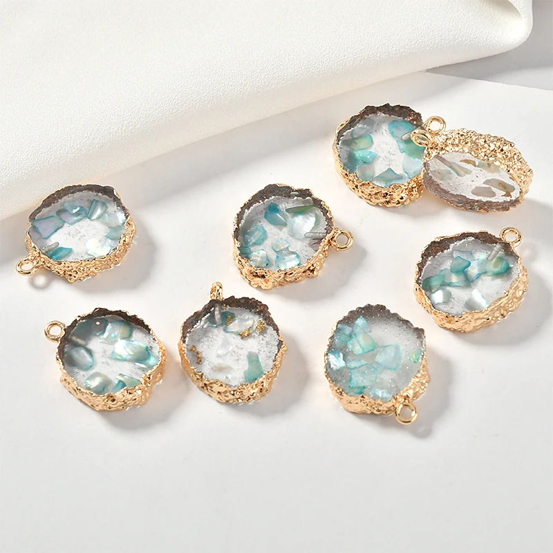 Прозрачная разноцветная ракушка неправильной формы Круглый Кулон из смолы