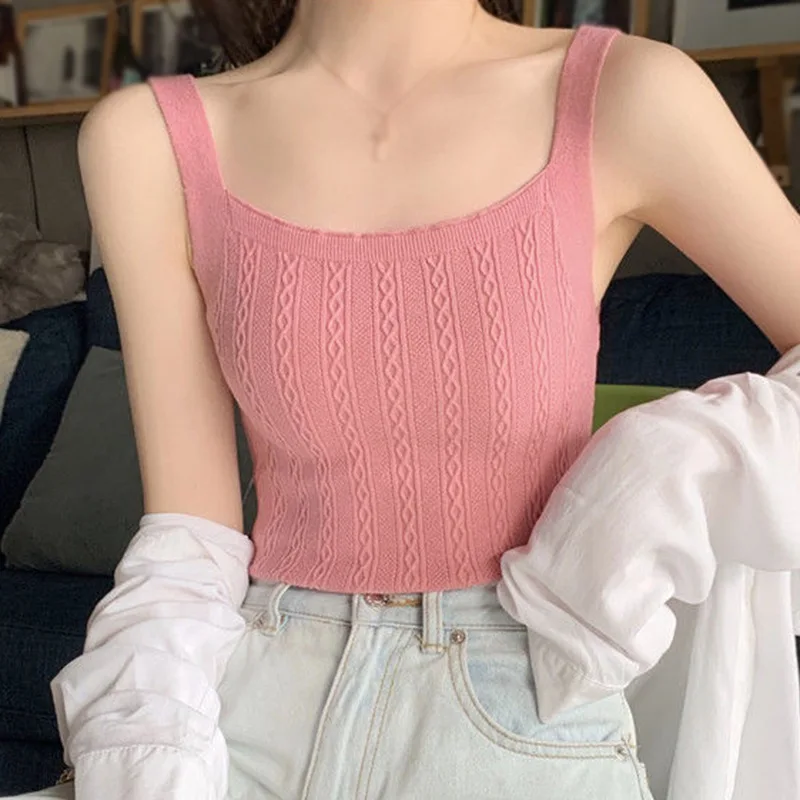 

Женская трикотажная кофточка летний Повседневный жилет без рукавов майка пикантные Женские однотонные майки