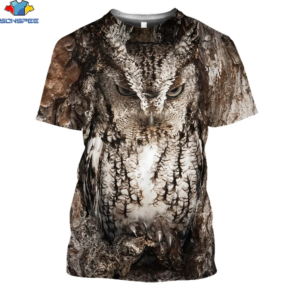 

SONSPEE 3D 2021 New Streetwear Owl 3D Printed T Shirts Casual Men Women Fashion Short Sleeve Cool Summer Clothing Tops Tee