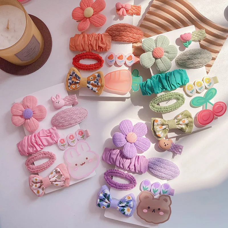 

8Pcs/Set New Children Cute Cartoon Flower Hair Pins Barrettes Girls Lovely Colors Hair Clips Kids Baby Sweet Hair Accessories