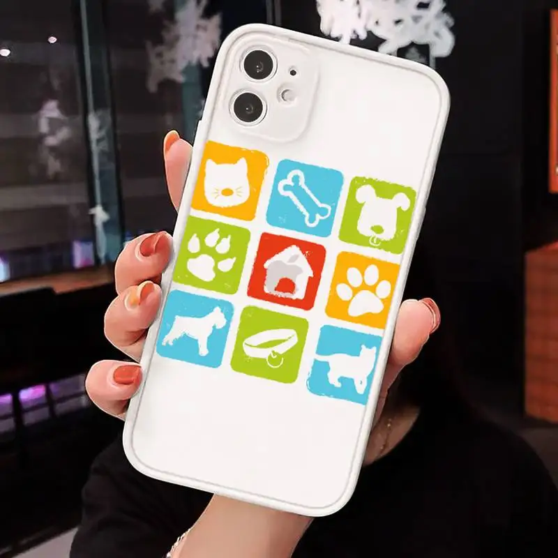 

dog footprint Paw Colorful Cute Phone Case Matte Transparent for iPhone 7 8 11 12 s mini pro X XS XR MAX Plus cover funda