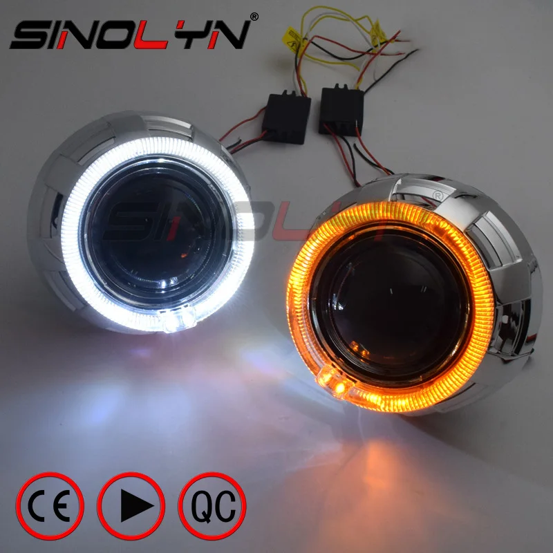 Sinolyn ангельские глазки Биксеноновые линзы для прожектора, фары, линзы сигнала поворота 3,0 Super H1 Halo, комплект для H4 H7, автомобильные аксессуары для модернизации
