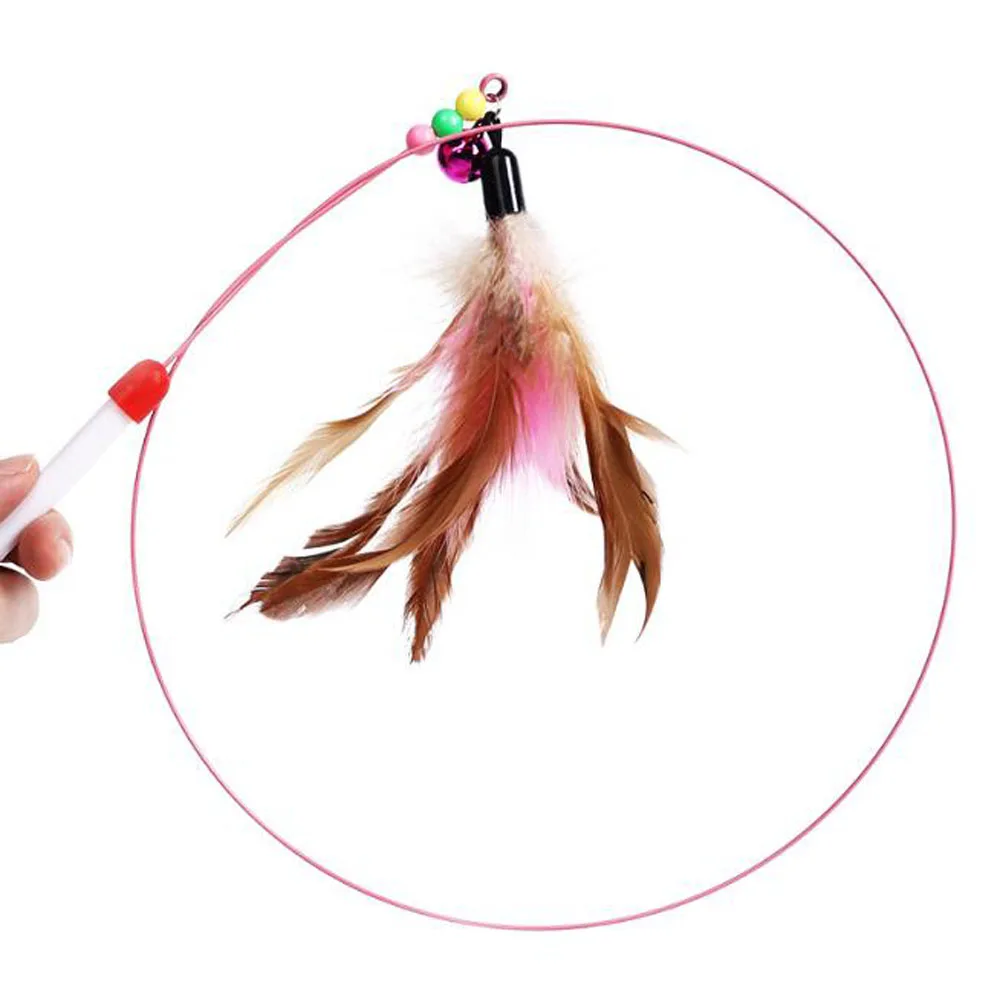 Забавный перо котёнок Кот Игрушка стальная проволока Прорезыватель бусы
