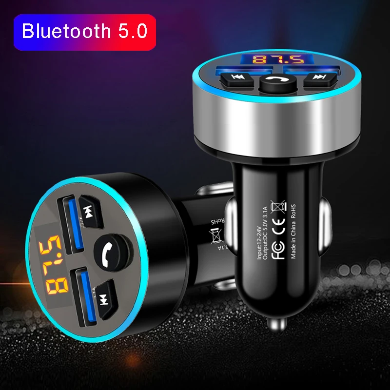 Автомобильный FM модулятор JINSERTA с Bluetooth 5 0 радио 3 1 А USB комплект громкой связи