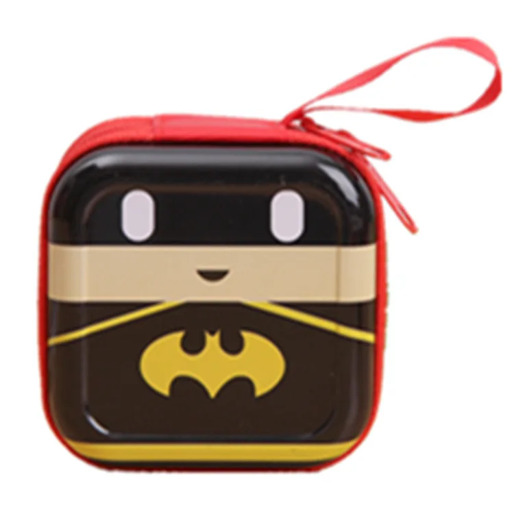

1PC Cartoon Square Coin Purse Earphone Cord Storage Box Portable Square Children's Coin Change Storage Bag Zipper Pouch Keychain
