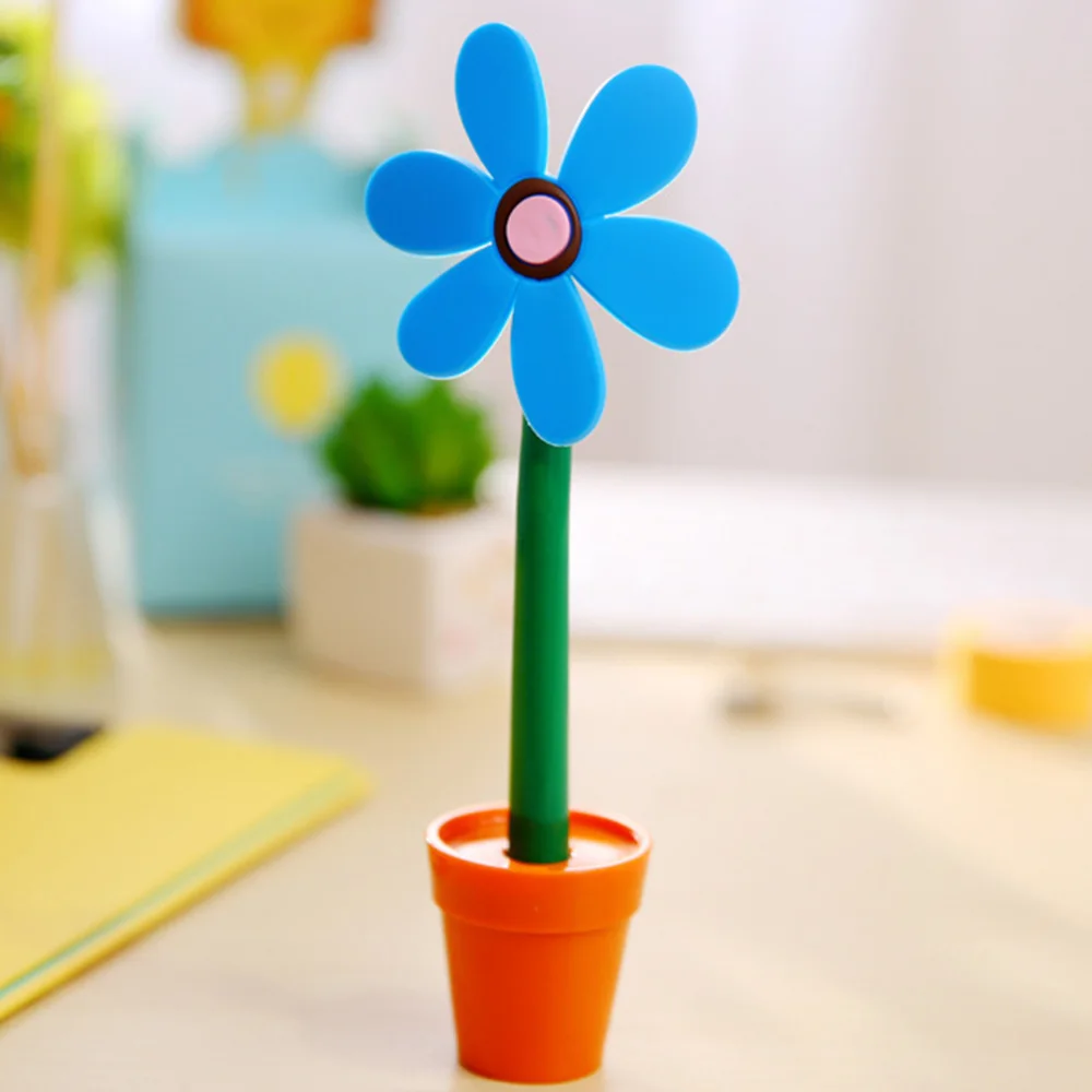 

4 Pcs Adorable Sunflower Point Pen Roller Pen Stationery Office School Supplies Students Children Gift - 0.5mm/Black (Gree