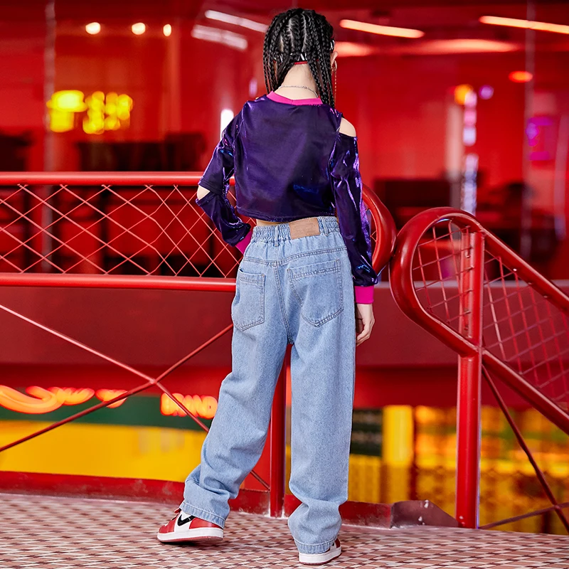 

2020 Hip Hop Girls Jazz Dance Clothes Kids Modern Street Clothing Long Sleeves Hip Hop Dance Practice Performance Costume Suit