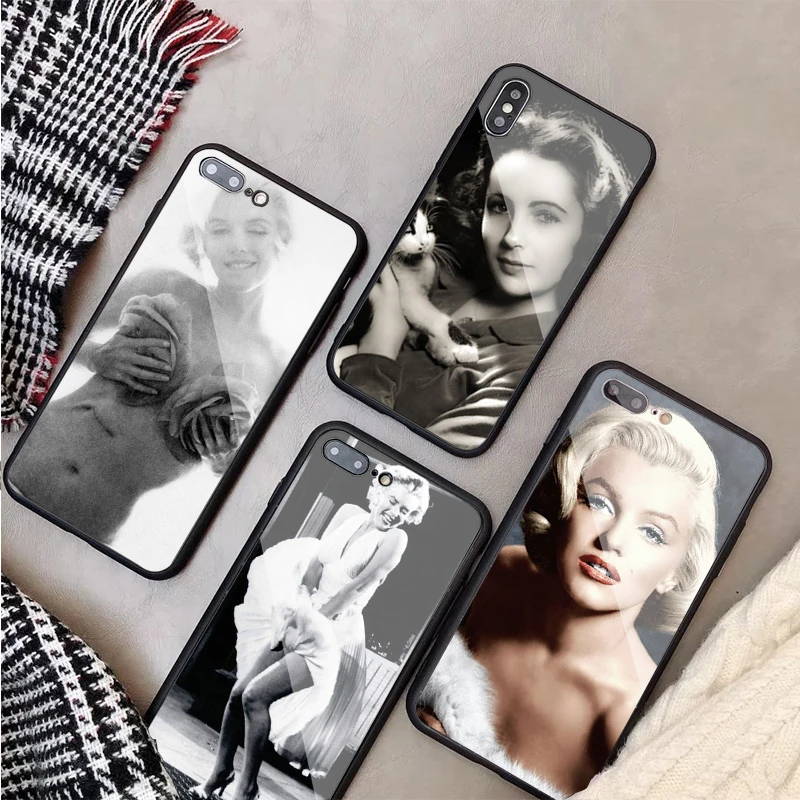 Marilyn Monroe с кошкой и подругой милый чехол для телефона из закаленного стекла iPhone 6