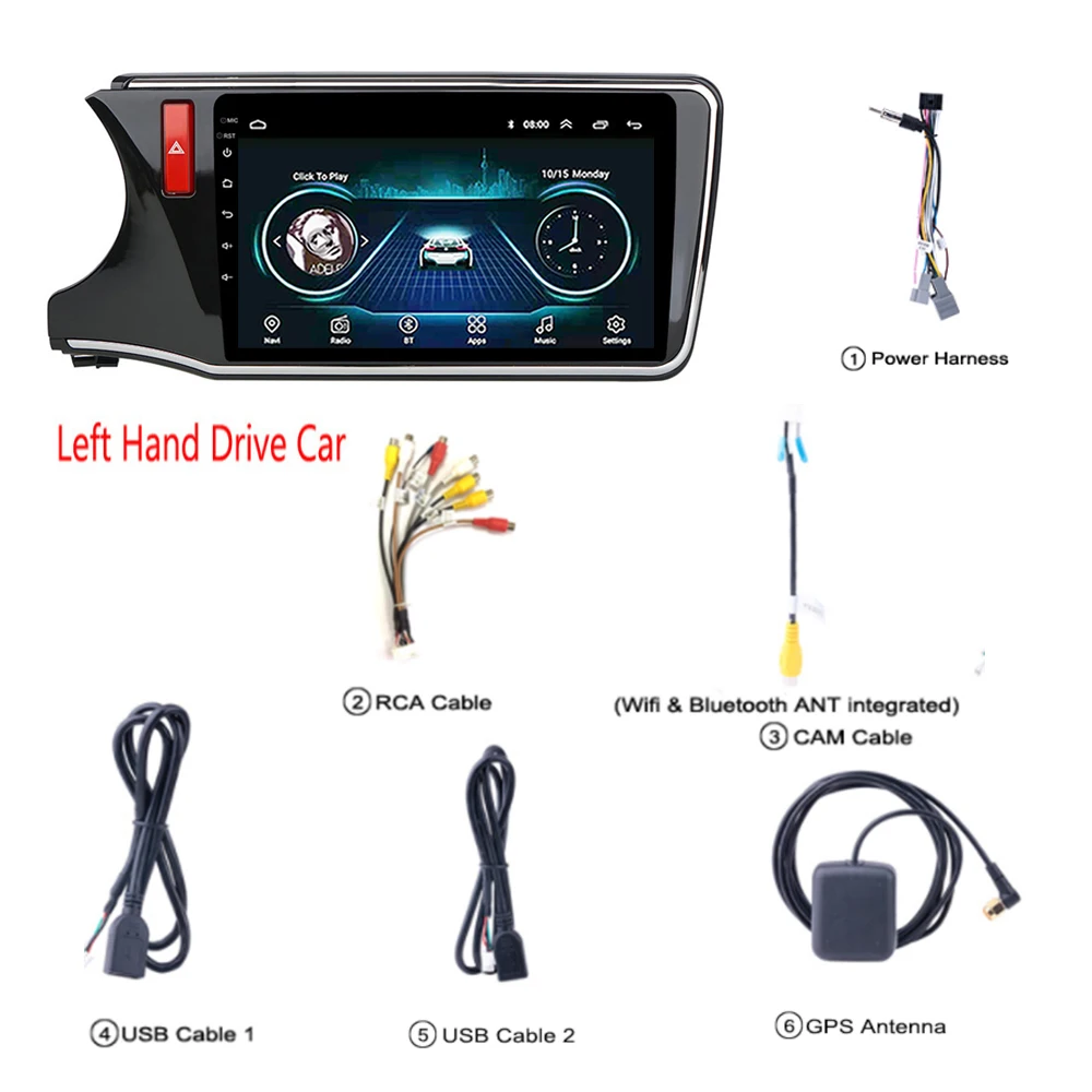 Автомагнитола для Honda CITY левосторонний мультимедийный dvd-плеер Android 8,1 1" iPhone carplay tv Mirror link