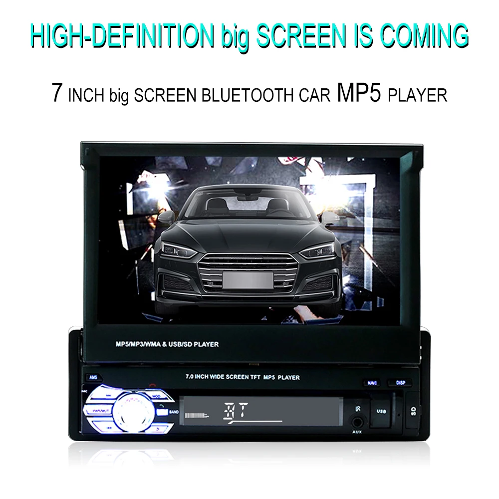 Автомобильный стерео приемник 1din аудио Bluetooth радио с 7 &quotHD выдвижной сенсорный