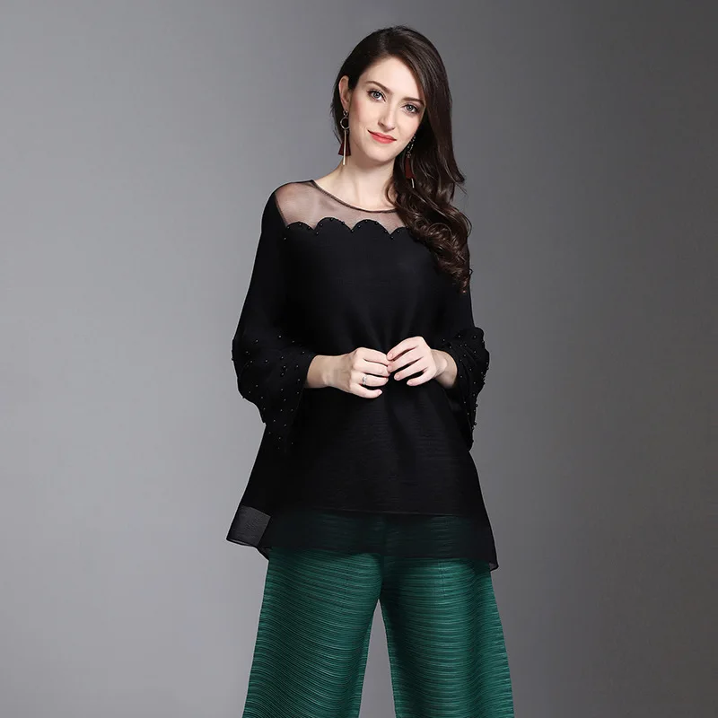 LANMREM 2020 Европейская мода большой размер Женская плиссированная одежда летняя