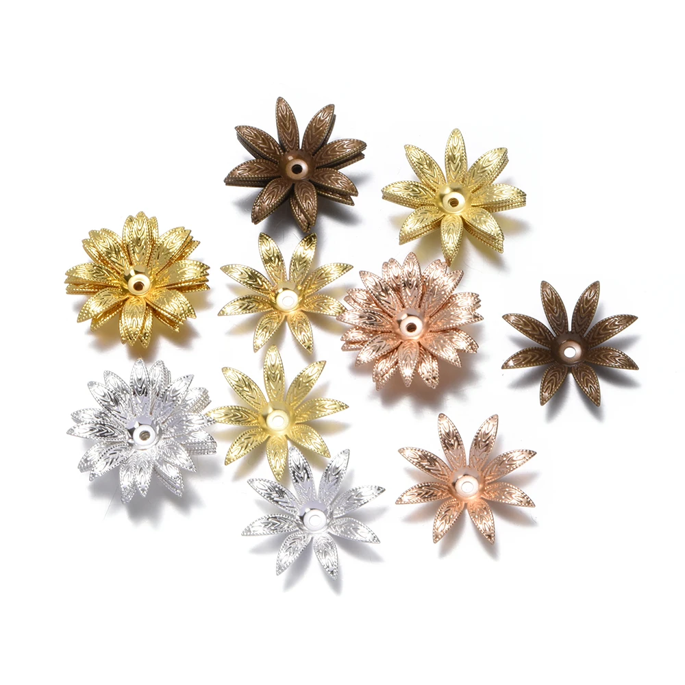 

10pcs/lot 28mm flower beads cap retro silver sculpture leaf beads cap diy jewelry Making accessories Supplies