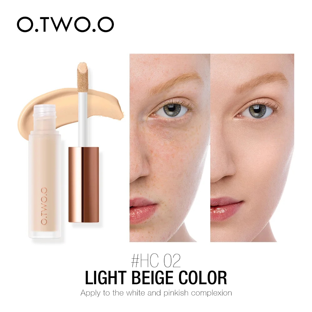02 light beige color O. TWO. O, жидкий консилер, крем, водостойкий, полное покрытие,, стойкий, шрамы, акне, плавное увлажнение, макияж коректор для лица - Цвет: 02 light beige color