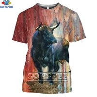 sonspee 3d animal bull print t shirt spanish bullfighting harajuku casual new top oversized mens womens streetwear hip hop tee