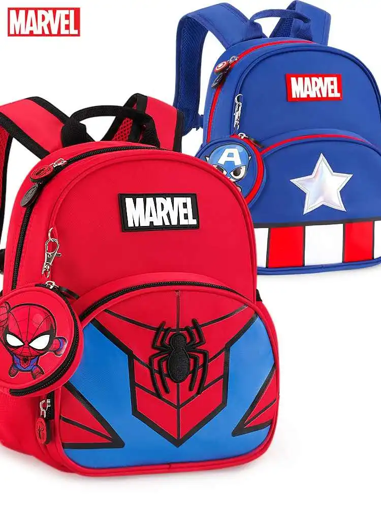 "Дисней Марвел детский сад рюкзак для мальчиков Человек-паук Капитан Америка детская школьная сумка От 3 до 6 лет большая емкость подарки"