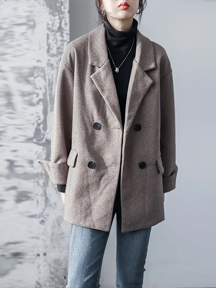 Новинка весны 2020 костюм с воротником цвета хаки элегантный шерстяной утепленный