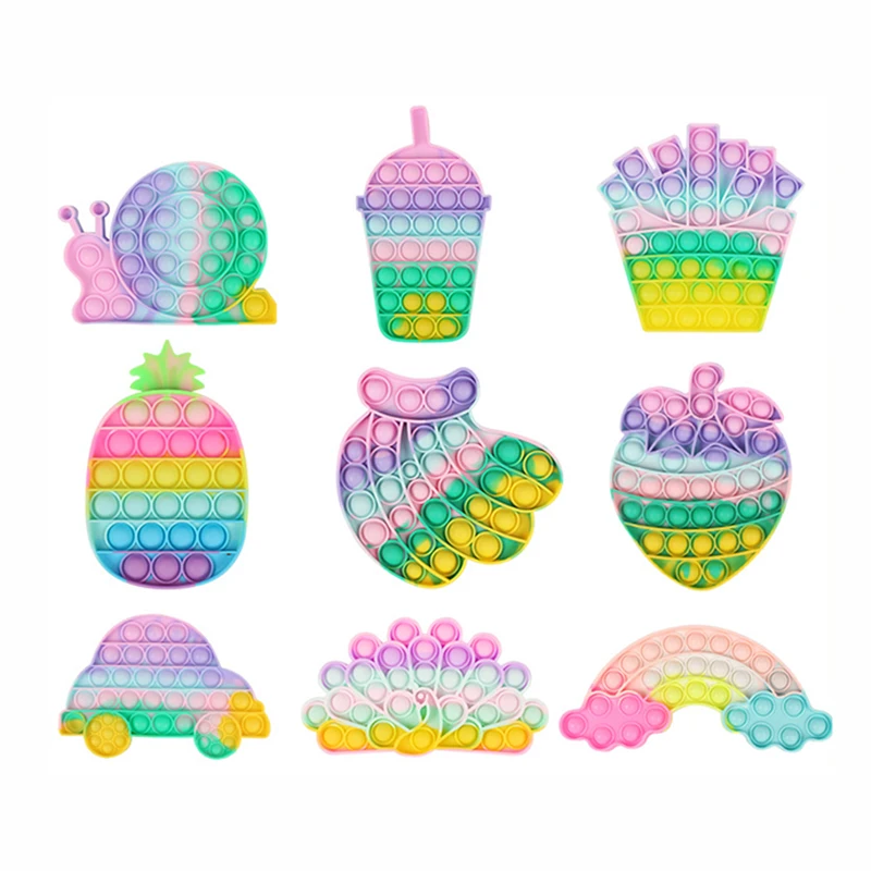 

New Tie Dye Funny Push Bubble Fidget Toys Children Adults Antistress Reliever Decompression Toys Kids Squeeze Sensory Toy Gift