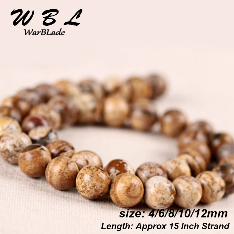 

WarBLade 4/6/8/10/12 mm Natural Stone Picture Stone Beads Round Loose Stone Beads For DIY Necklace Bracelet Jewelry Making