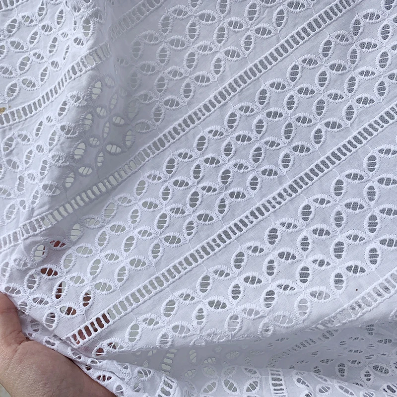 Чистый белый шнур хлопковая кружевная ткань для летнего платья швейная швейной