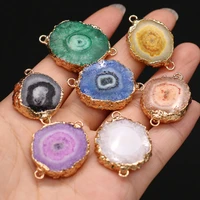 natural agates druzy pendants gold plated druzy crystal connector pendant for jewelry making diy women necklace accessories