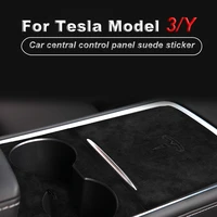 auto central control panel suede sticker for tesla model 3 model y 2022 car accessories turn fur interior parts patch cover