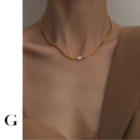 ghidbk 2020 new fashion stainless steel natural freshwater pearls choker necklaces women street style collars necklace jewelry