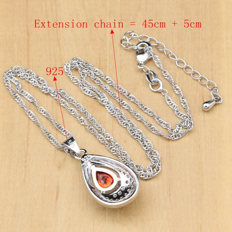 Комплект из колье и серёг серебра 925 пробы с красным фианитом | Украшения