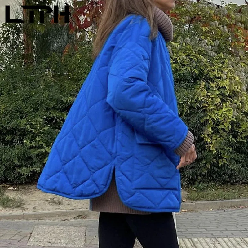 LTPH blue oversized loose women parkas O-Neck single breasted winter jacket coat streetwear casual outerwear 2021 autumn new