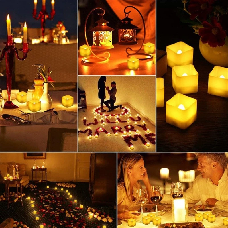12 Светодиодный беспламенный свечи Tealight с таймером электрические мерцающие на