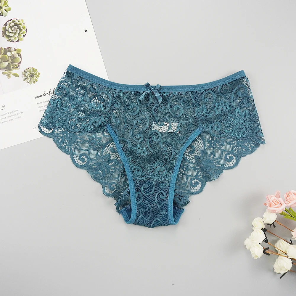 Размера плюс Для женщин хлопковые трусы кружевные сексуальные Простые полые