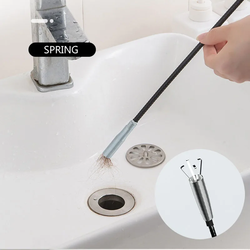 

160cm Spring Pipe Dredging Tool Flexible Clog Remover Cleaning Tools Aid Grab Drain Auger Unclog Hair Drains Sink Bathroom Tools