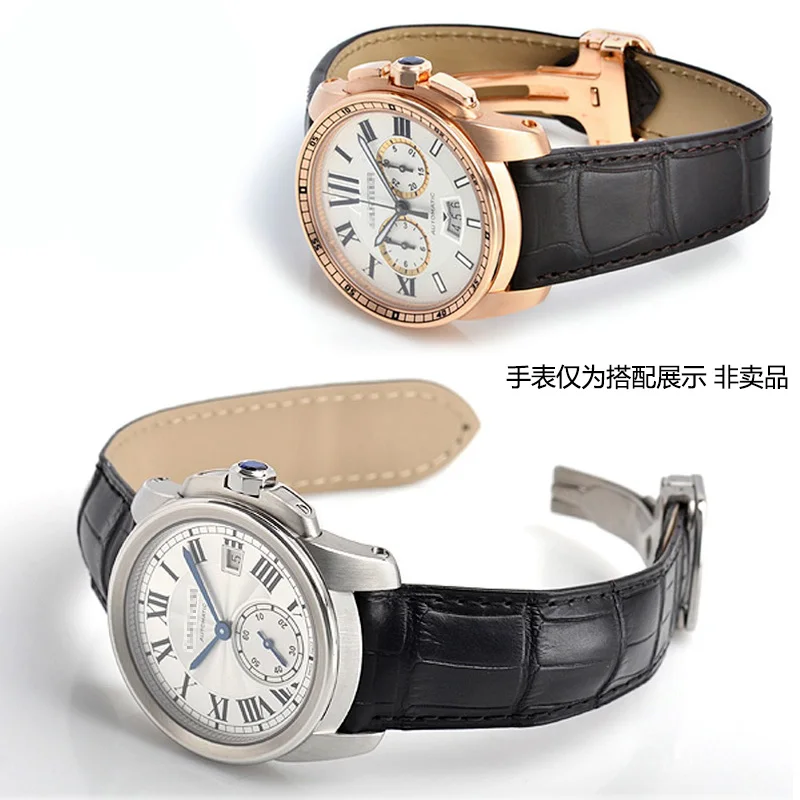 Watch Band For Cartier TANk SOLO RONDE DE Genuine Leather Watch Chain Folding Buckle Watch Strap Accessories Watch Bracelet Belt
