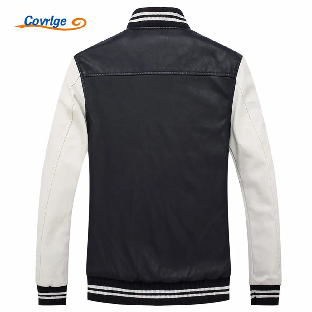 Covrlge Hot Sale Bomber Jackets Men Faux Leather Male Jacket Coats Casual Brand Autumn Winter Pilot Embroidery Outerwear MWP009 | Мужская