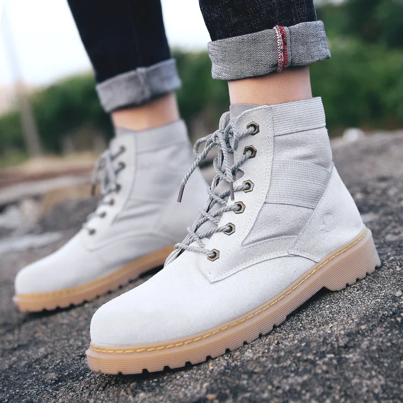 

Men High Quality Ourdoors Boots Male Spring Casual Motorcycle Ankle Botas Hombre Men Lace-Up Basic Boots Man Fashion Men Boots
