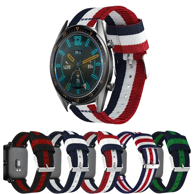 

Ремешок для часов Huawei Watch GT / GT2 46 мм Pro/ Honor Magic 2 46 мм, нейлоновый браслет 22 мм для Ticwatch E2 S2 Pro 2020