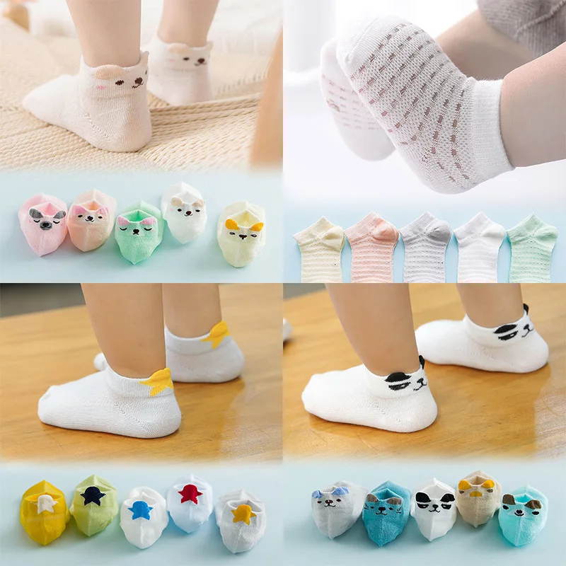 5 пар/лот детские носки короткие для мальчиков и девочек с милым дизайном
