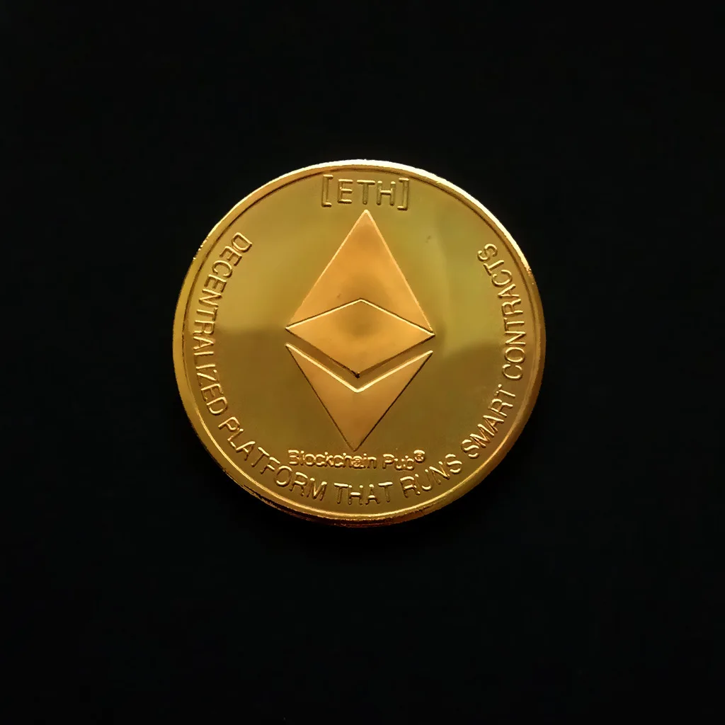ETH Золотой Античный Биткоин коллекционные художественные памятные коллекционные монеты подарок Счастливый позолоченный Монетный бит BTC металлический элемент 40x3mm35g - Цвет: ETH