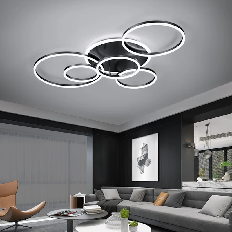 Modern Led Circle Rings Ceiling Lights For living Room Bedroom Study Room Ceiling Lamp White/Brown/Black/Gold Color 90-260V