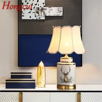 hongcui ceramic table lamps brass desk light dimmer led for home living room dining room bedroom office
