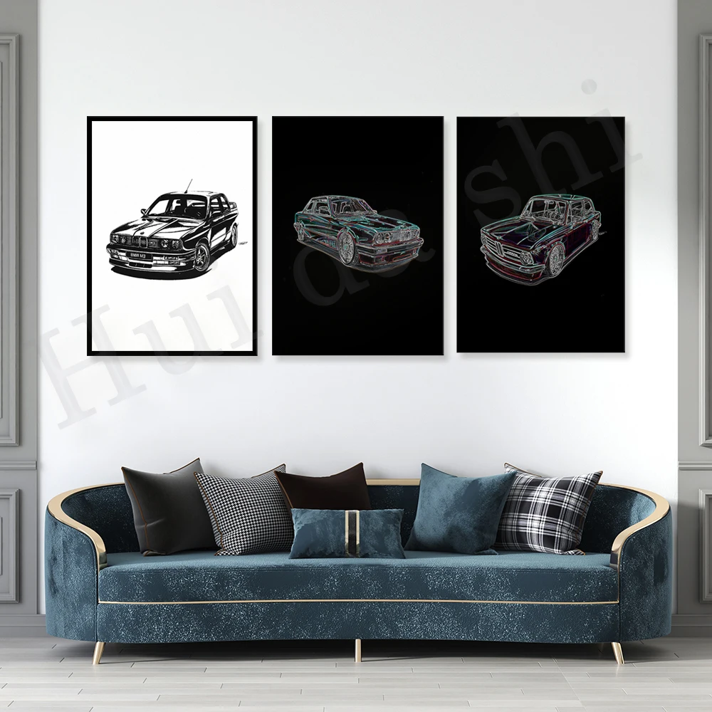 Bmw 3 серии E30 Художественная печать-E9 0 CSI/E30 M3/2002Tii/рисунок в качестве плаката