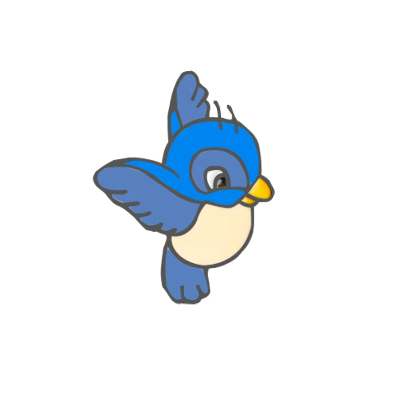 Bird 1 Cute Blue Birds Cartoon Fruits Brooch Banana Cherry Peach Enamel Pin Women Jackets Lapel Pins Hat Kids Bag Metal Badges Jewelry - Окраска металла: Bird 1