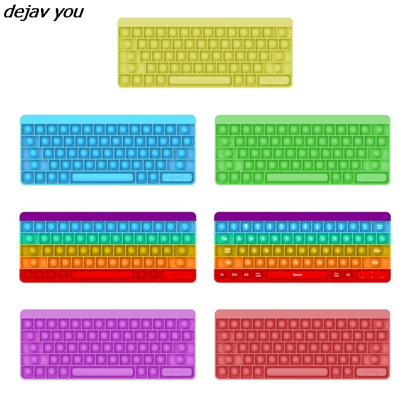 

Rainbow Silicone Fidget Toys Keyboard Design Push Bubble Fidget Sensory Toys Stress Relief Toys For Special Needs Kids Adult