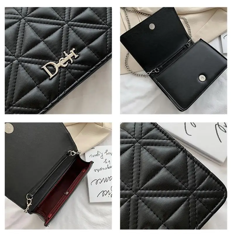 

Fashion Chain Crossbody Bag for Women Luxury Simple Solid Color Shoulder Bag Ladie Design PU Leather Handbag and Purses