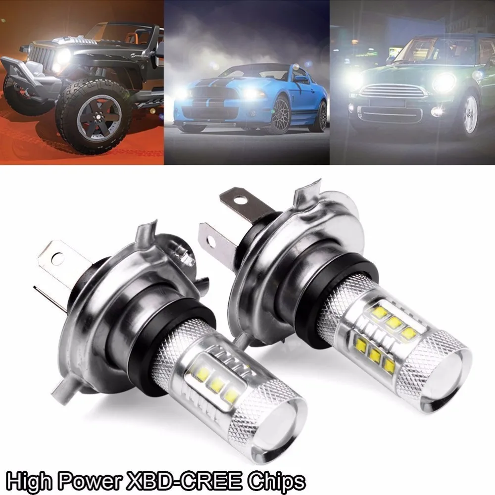 

2 ampoules 80W 12V 24V White H4 9003 HB2 creexbd Chip Beads LED Fog Lamp Bulb Beam Headlight Driving Lampada For Auto Car Motor